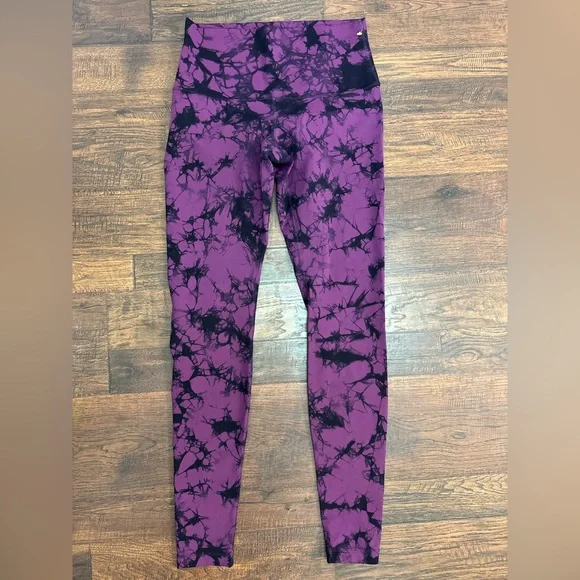 Lululemon Wunder Under Tie-dye Shibori Darkest Magenta Purple Black Leggings - Picture 4 of 7